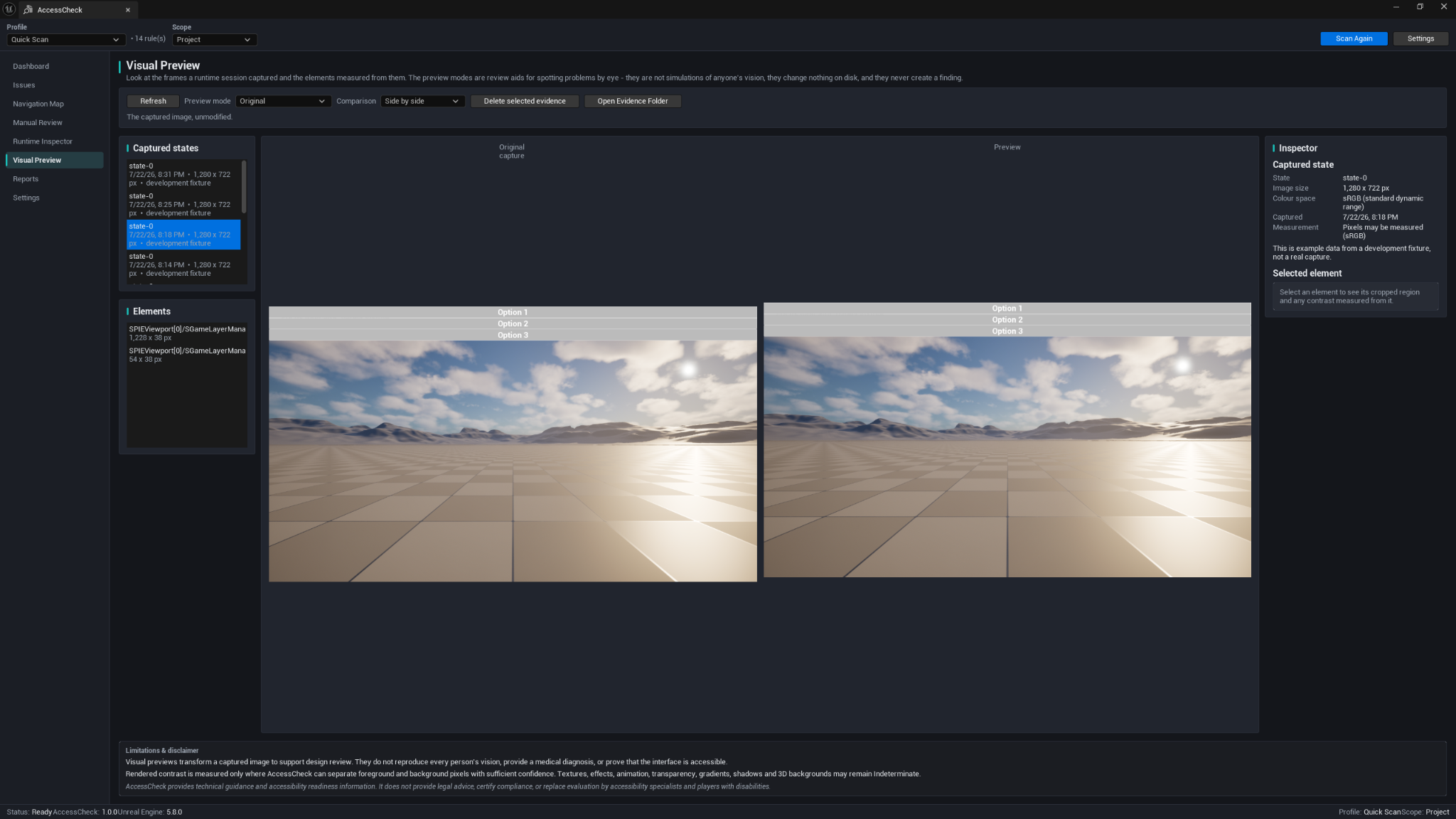 AccessCheck Visual Preview comparing an original capture with a review preview