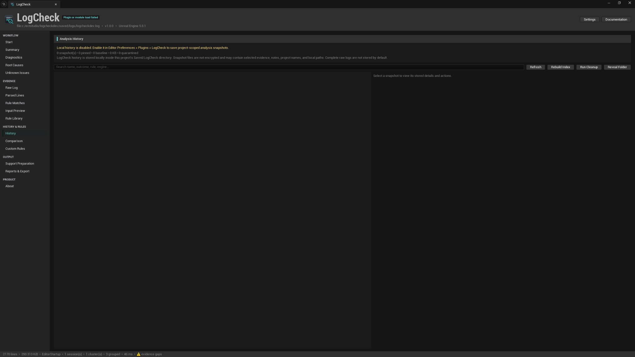 LogCheck History