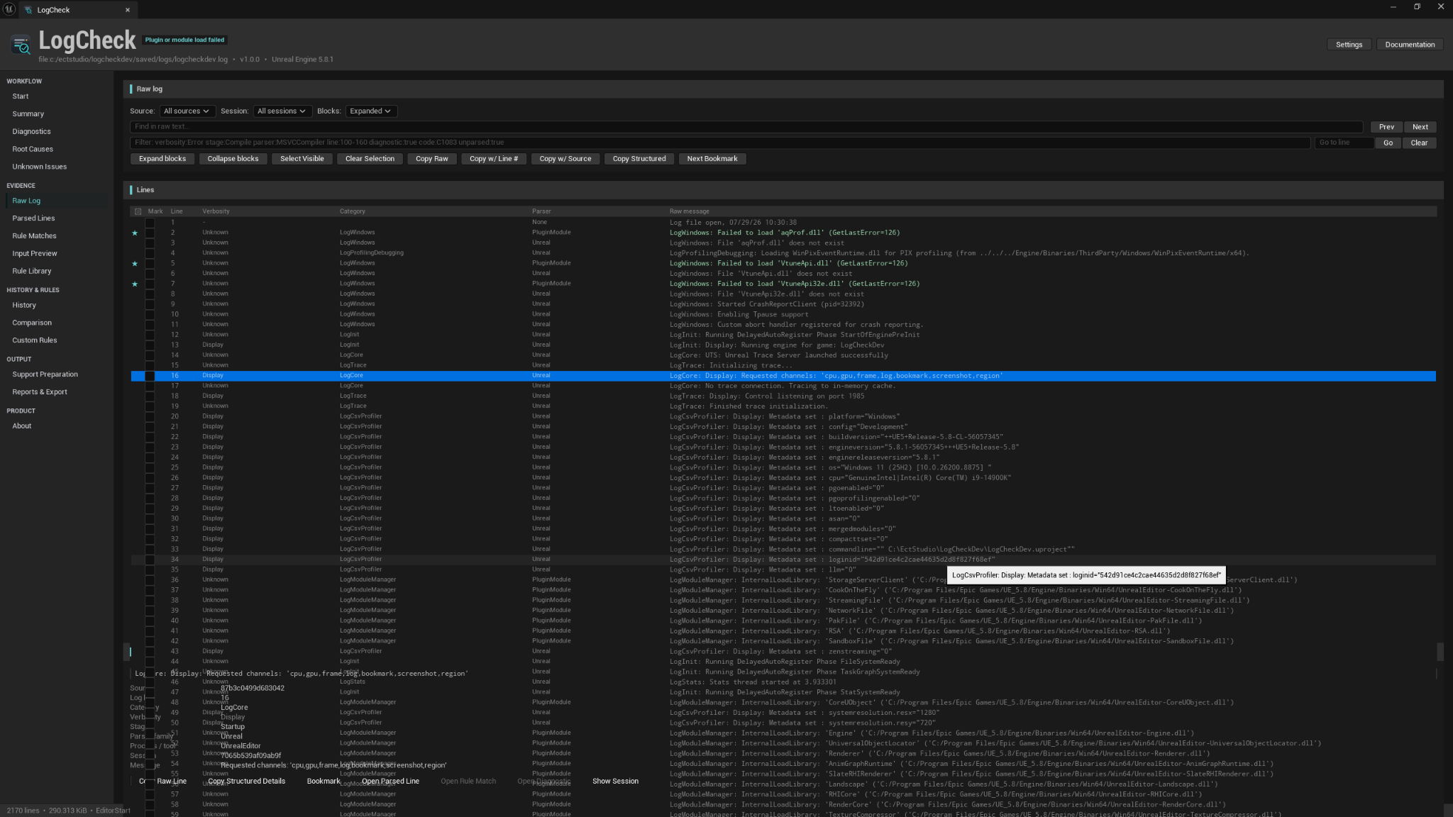 LogCheck Raw Log