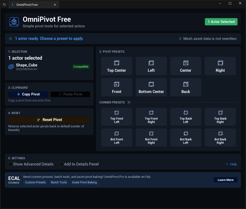 OmniPivot Free advanced selection view